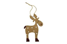hanger houten rendier bruin met witte stippen