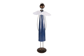blauwe metalen engel met kerstboom L