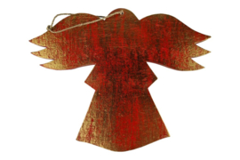 houten engel in rood met goldwash