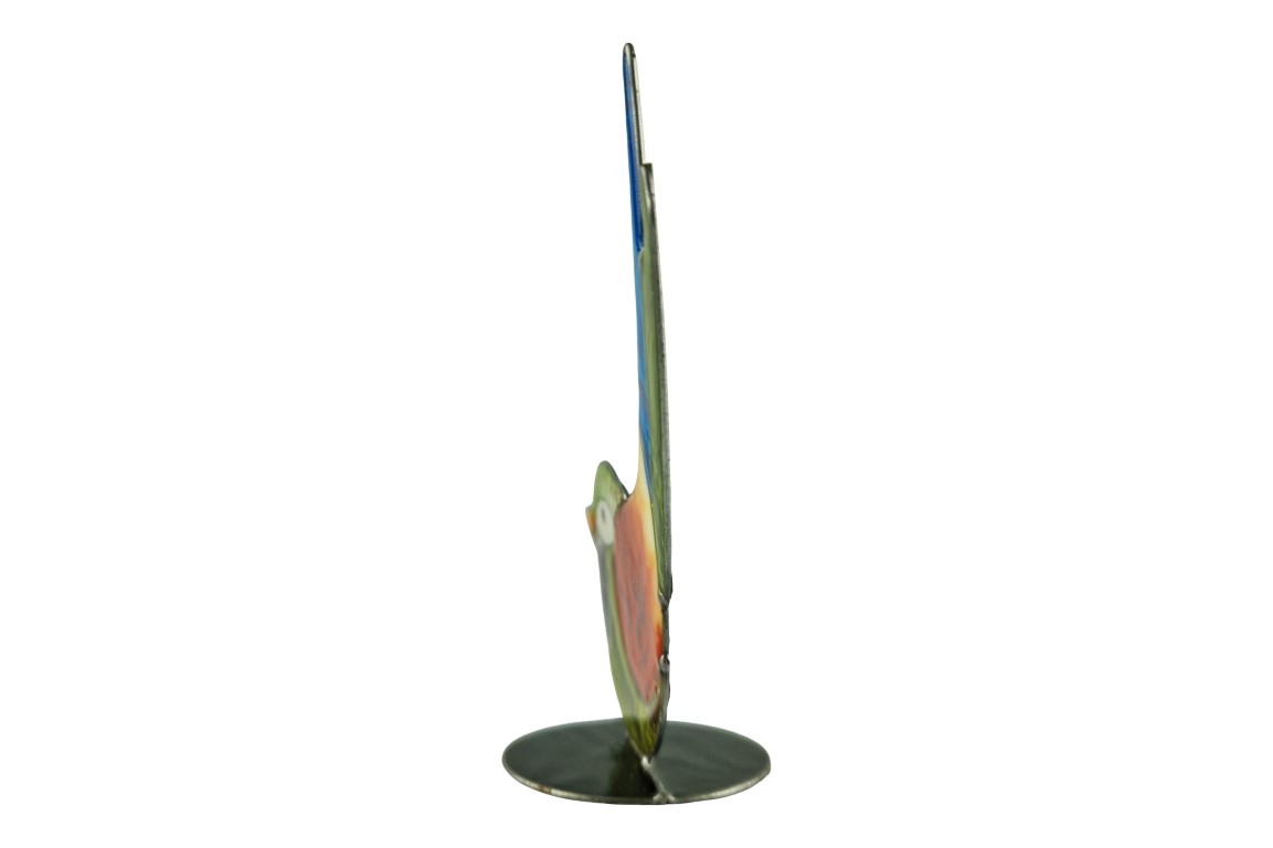 vogel beeldje in groen/oranje van resin