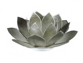 Waxinelicht lotus in grijs/zilver