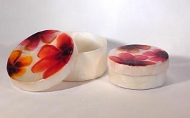 Set van 2 juwelendoosjes met rode bloemmotief
