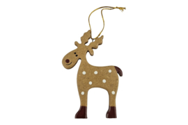 hanger houten rendier bruin met witte stippen