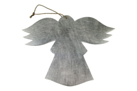 houten engel in wit met silverwash