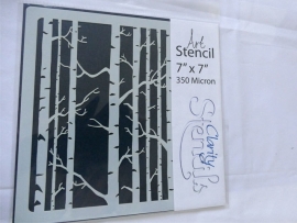 Clarity stencil  BIRCH TREES  7" X 7".        13
