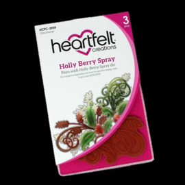 Heartfelt Creations Holly Berry Spray snijmal kopen – feestelijke hulsttak met bessen