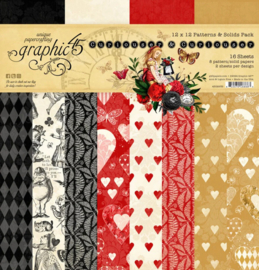 Graphic 45 Curiouser & Curiouser 12x12 Patterns & Solids – Betoverend basispapier voor al je Alice-projecten