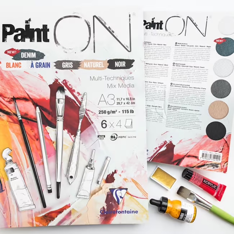Paint One Mixed Media Papier Assortiment A4 250 grams: wit, grijs, naturel & zwart voor eindeloze creativiteit