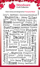 woodware clear stamp flower names