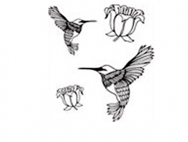 Clarity stamp  hummingbirds en trumpet flowers  stempelset incl. masks 74