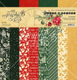 Graphic 45 Merry & Bright 12x12 Patterns & Solids – Kleurrijk basispapier voor feestelijke kerstcreaties