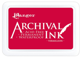 Ranger Archival Ink Vermillion – krachtige rood-oranje inkt voor haarscherpe afdrukken