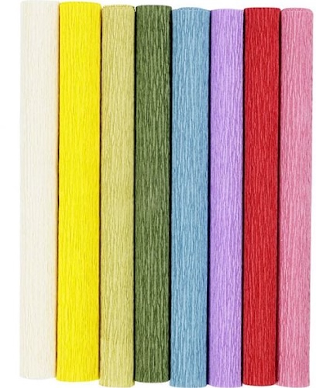 🪻 Crêpepapier Basistinten – 8 vellen van 25x60 cm voor elk bloemenproject