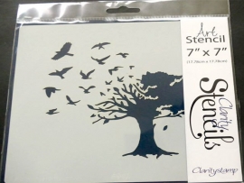Clarity stencil  BIRD TREE 7" X 7".     15