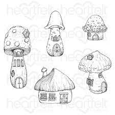 mini mushroom cottage stampset