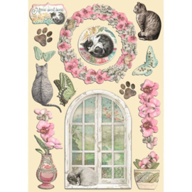 Stamperia wooden shapers  orchids and cats