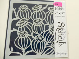 Clarity stencil  POPPY SEED HEADS  7" X 7".   121