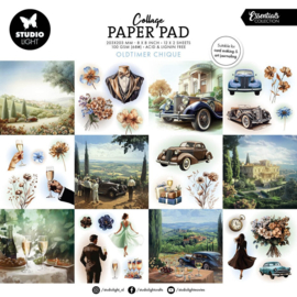 Voeg tijdloze elegantie toe met de Oldtimer Chique 8x8" Collage Paper Pad