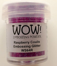 WOW! Embossing Powder Raspberry Coulis WS64R – frambozenrood met krachtige glitterglans