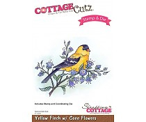 Cottage cutz  stempel plus dies yellow finch with cone flowers