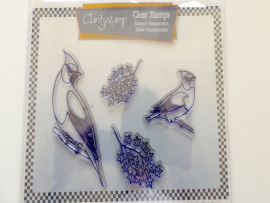 Clarity stamp  remountable finches stempelset  plus masken
