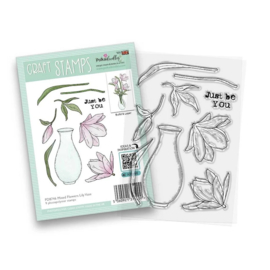 polkadoodlles stamps mixed flowers lily vase
