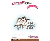 Cottage Cutz stamp + Die chichadees