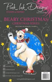 Pink ink stamp  Christmas series beary Christmas