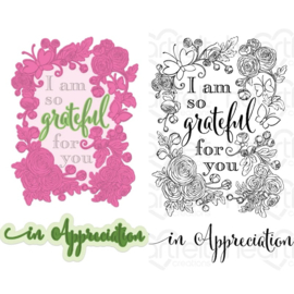 Heartfelt Creations Grateful Floral Sentiment bundel kopen – bloemenframe + tekststempel met 10% korting