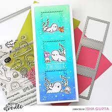 Heffy Doodle die cut stitched slimline trio