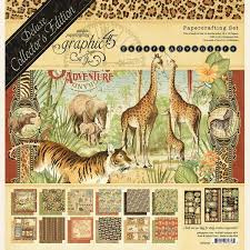 graphic 45 paper pad  safari adventure 12x12" de luxe collector's