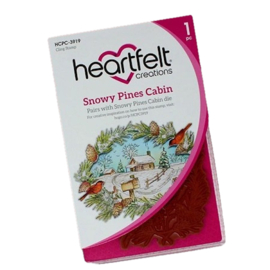 Heartfelt Creations Snowy Pine Cabin stempelset kopen – klassiek wintertafereel met brievenbus, dennenappels en vogels
