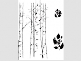 Clarity stamp  birch trees en leaves stempelset  24