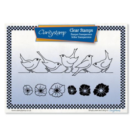 Clarity stamp  bird flower rows plus mask stempelset  154