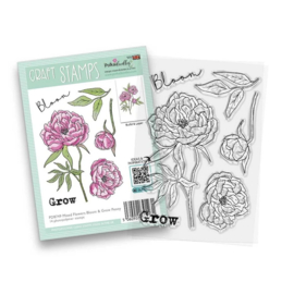 polkadoodles stemp mixed flowers bloom & grow peony