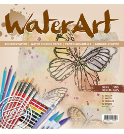Water Art aquarelpapier 30.5 x 30.5 cm. 12 vellen  185 grams