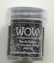 WOW! Embossing Powder Black Twinkle WS01R – diepzwart met sprankelende glitterfinish