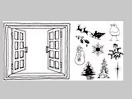 Clarity stamp  Christmas  mini set , window stempelset  plus mask 26