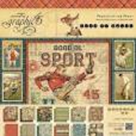 Graphic 45 Good Ol’ Sport 12x12 Collection – Vintage sportpapier voor stoere creatieve projecten