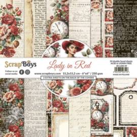 scrap boys paper pad lady in red 6"x6"