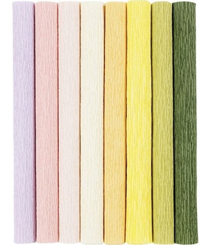 🌷 Crêpepapier Pasteltinten – 8 vellen van 25x60 cm voor zachte bloemen