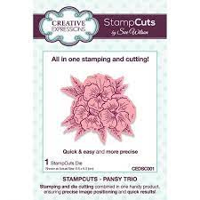 all in one stamping and cutting pansy trio