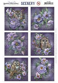 yvonne creations aquarelle owls and flowers vierkant