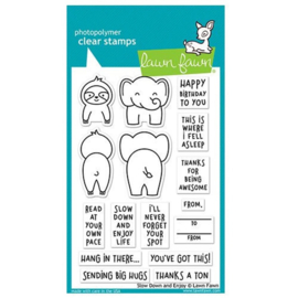 Lawn Fawn Slow Down and Enjoy bundel kopen – stempel + snijmal met relaxte vibes