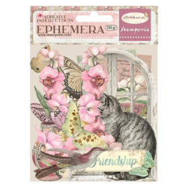 Stamperia adhesive paper cut outs ephemera orchids and cats