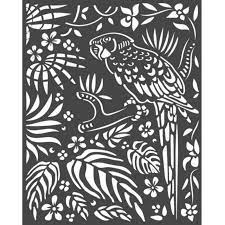 Stamperia stencil amazonia parrot 20x25 cm.