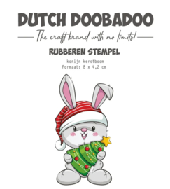 Dutch Doobadoo Unmounted Rubber Stamp – Konijn met kerstboom