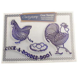 Clarity stamp  COCKEREL & HEN + MASK UNMOUNTED CLEAR