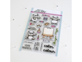 Heffy Doodle Pandtastic Painters bundel kopen – stempel + snijmal met 10% korting