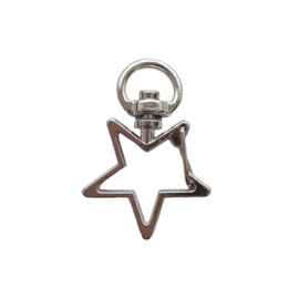 Metalen sleutelhanger ster met clipsluiting
